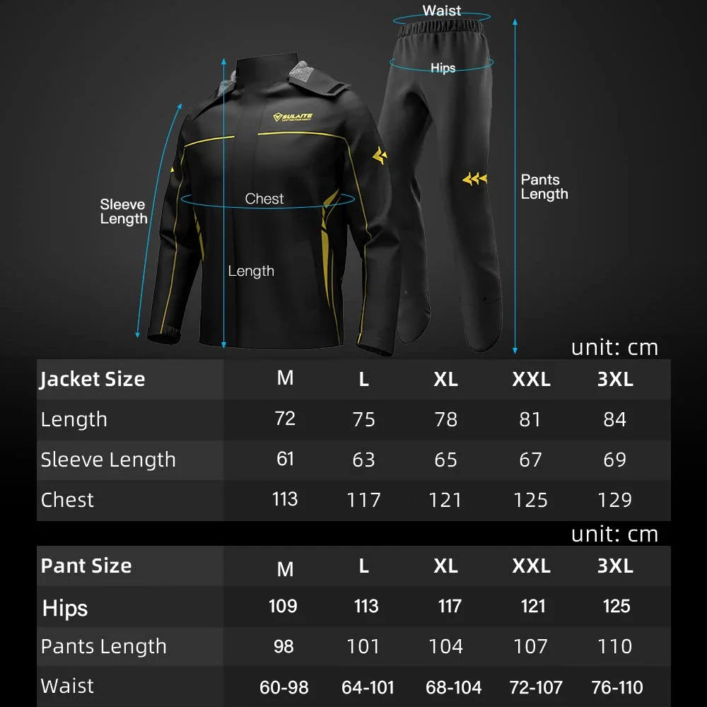 Motorcycle Raincoat Suits Men Waterproof Rain Gear Rain Jacket Reflective Work Rain Coats Lightweight Hiking Rainsuit