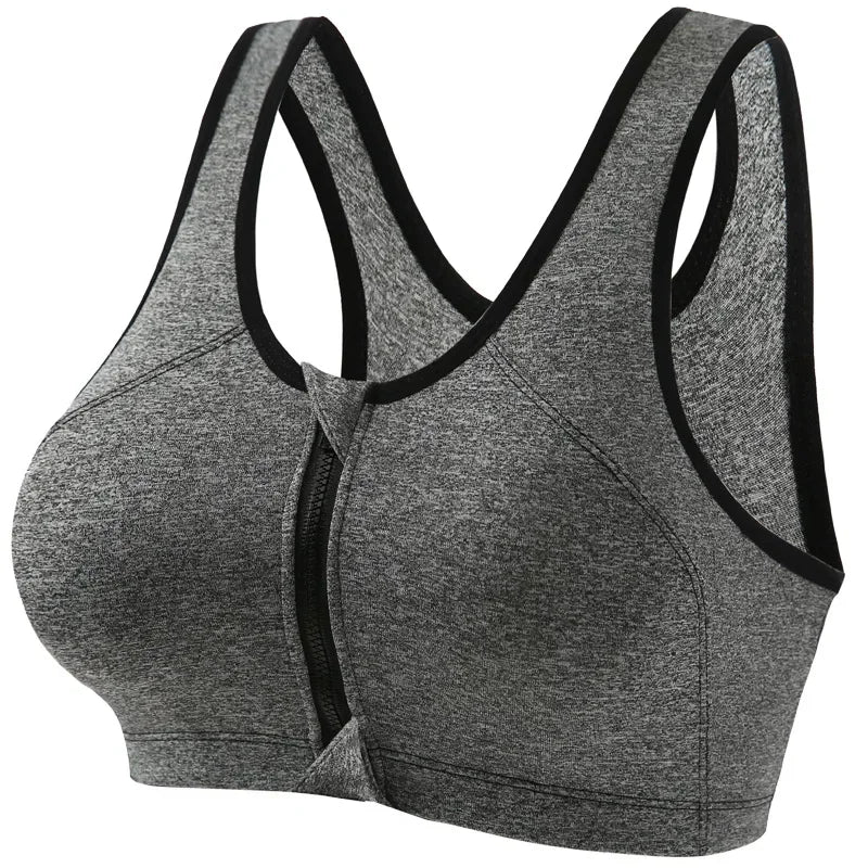 Sports Bra Women Push Up Front Zipper Shockproof Patchwork Gym Jogging Crop Top Female Running Fitness Vest Sport Bras for Women
