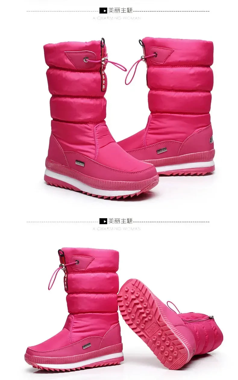 Women's Winter Boots – Thick Plush, Waterproof, Non-Slip