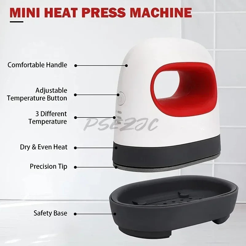 Mini Heat Press for T-Shirts & Hats – Portable 3-Speed Craft Press