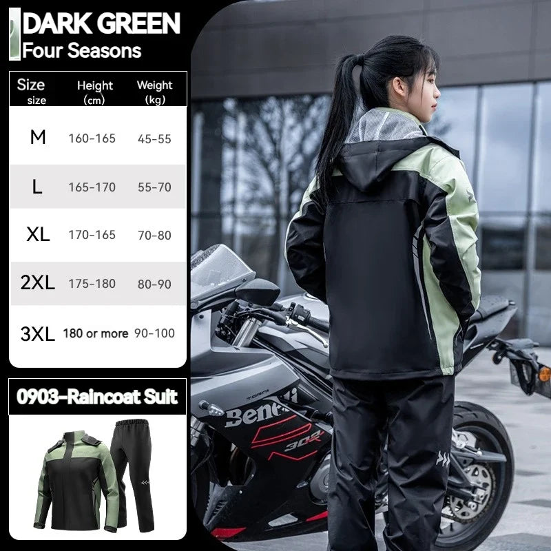 Motorcycle Raincoat Suits Men Waterproof Rain Gear Rain Jacket Reflective Work Rain Coats Lightweight Hiking Rainsuit