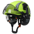 Carbon Fiber Vented Safety Helmet with Earmuffs & Goggles