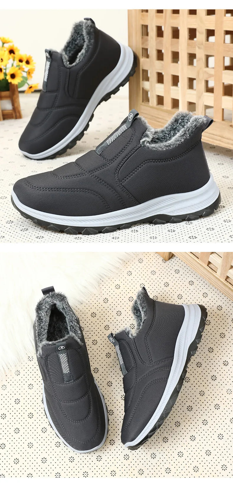 Women's Winter Snow Boots, Warm Lightweight Cotton, Non-Slip