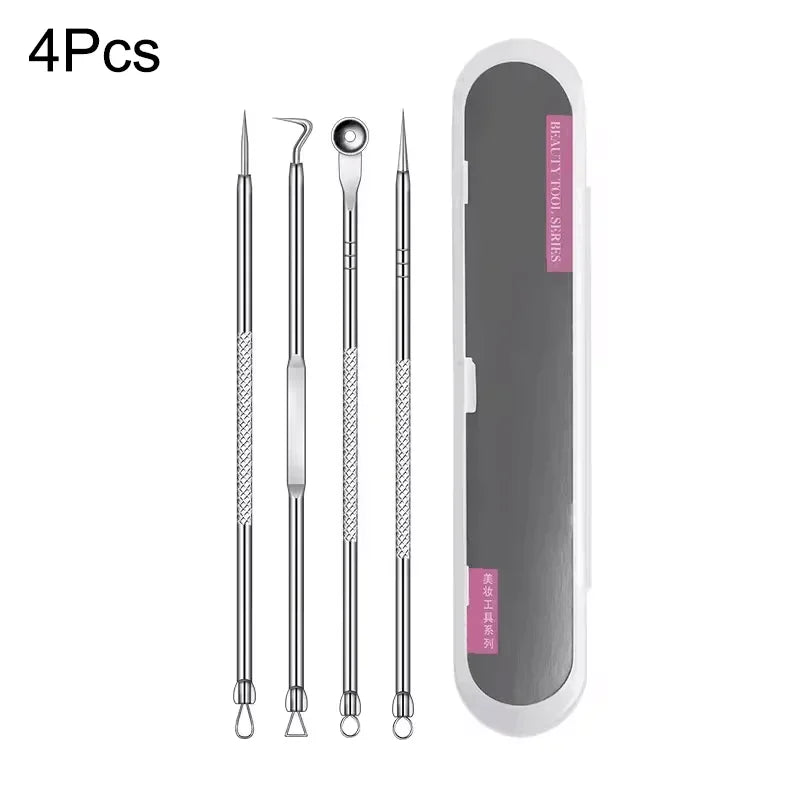 4-11 pcs Ingrown Hair Tweezers Acne Blackhead Removal Needles Black Dots Cleaner Deep Cleansing Pore Cleaner Face Skin Care Tools