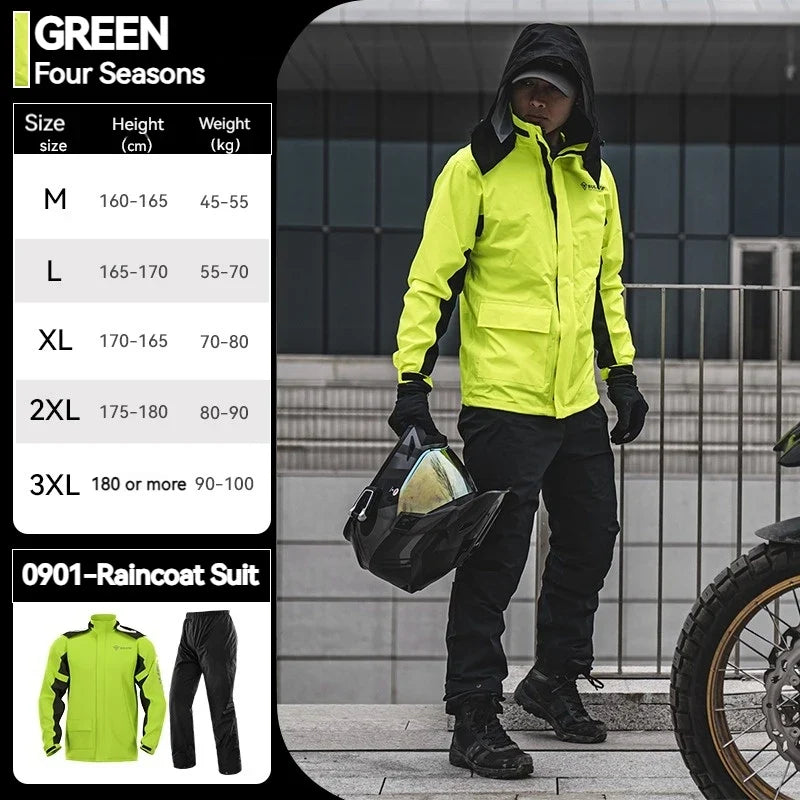 Motorcycle Raincoat Suits Men Waterproof Rain Gear Rain Jacket Reflective Work Rain Coats Lightweight Hiking Rainsuit