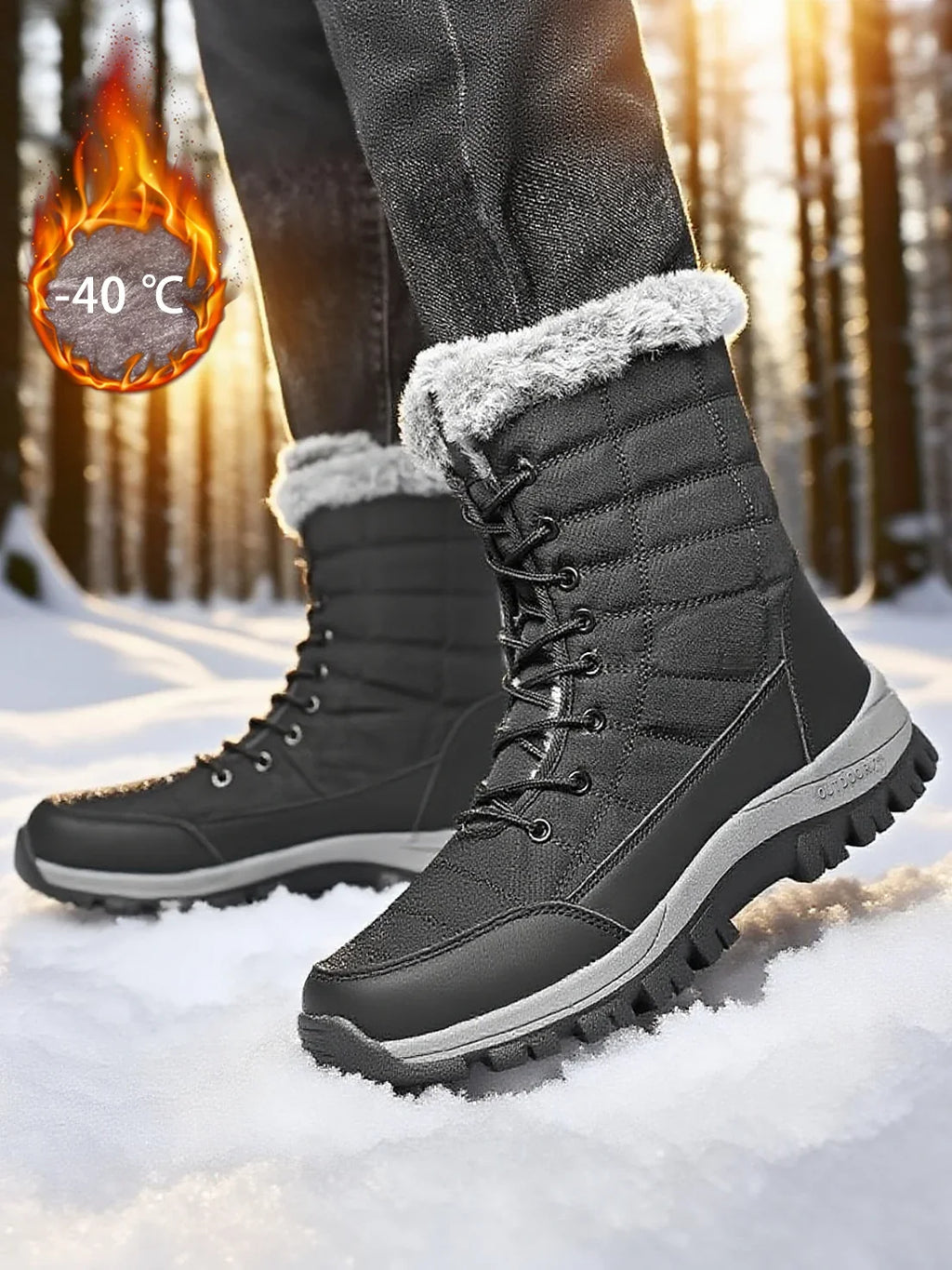 Men's Winter Snow Boots – Waterproof, Warm Outdoor