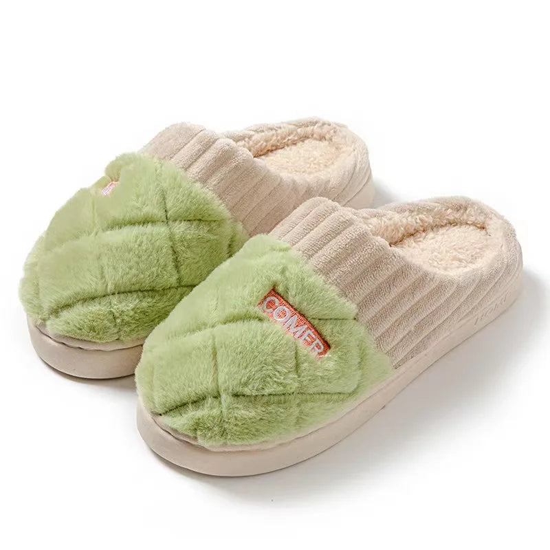 Women's Casual Home Slippers Soft Bottom Plush Slippers Anti-slip Thermal Slippers Indoor Winter Men's Fashion Casual Flats Slip