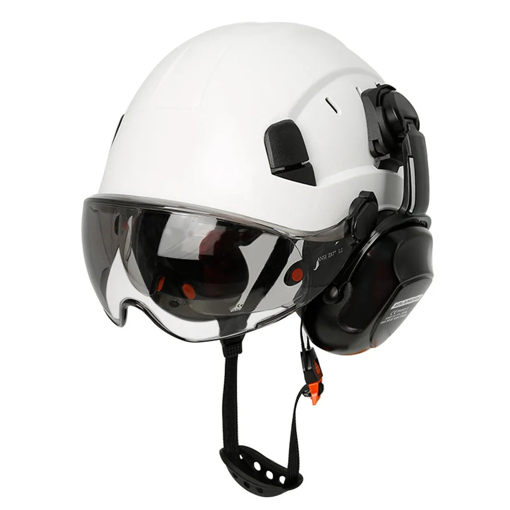 Construction Safety Helmet: Integrated Visor & Earmuffs