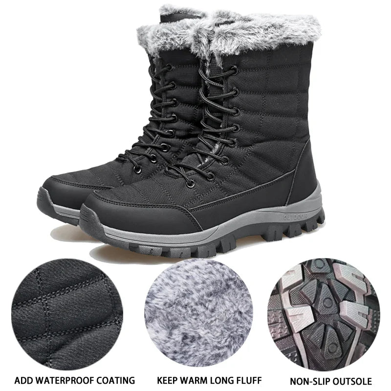 Men's Winter Snow Boots – Waterproof, Warm Outdoor