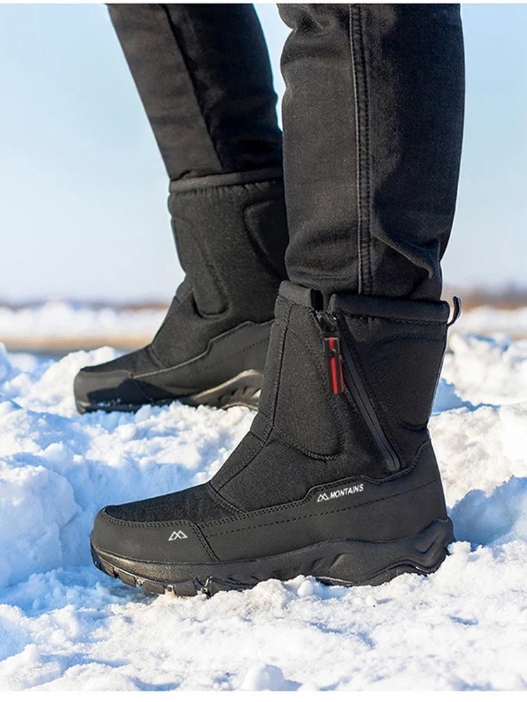 Men's Winter Waterproof Snow Boots, Warm Insulated Outdoor Boots
