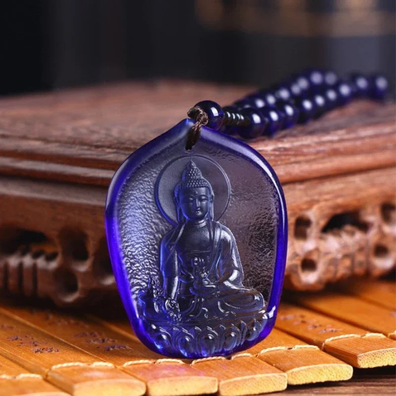 Handcrafted Buddhist Mala Bead Necklace | Stone Buddha Pendant