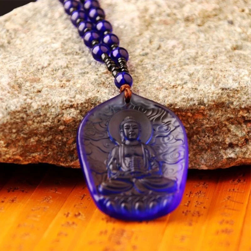 Handcrafted Buddhist Mala Bead Necklace | Stone Buddha Pendant