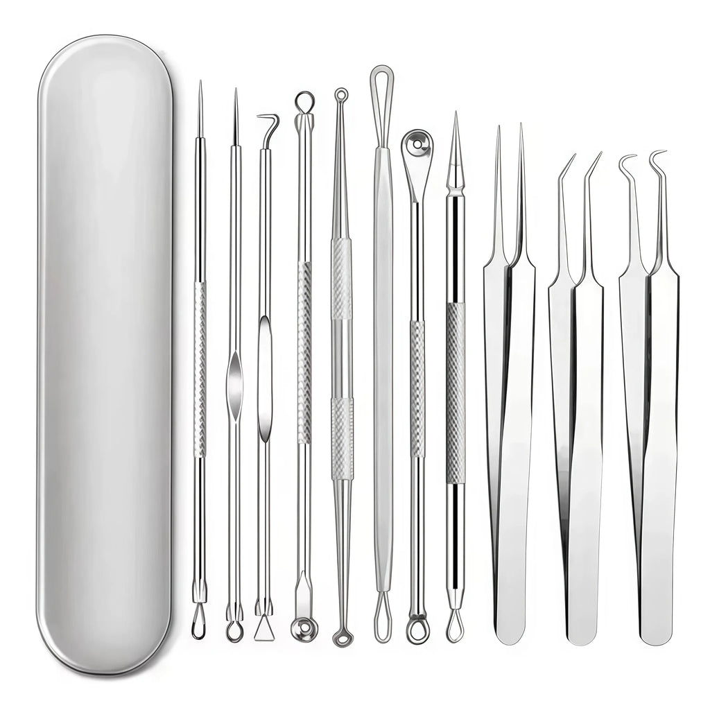4-11 pcs Ingrown Hair Tweezers Acne Blackhead Removal Needles Black Dots Cleaner Deep Cleansing Pore Cleaner Face Skin Care Tools