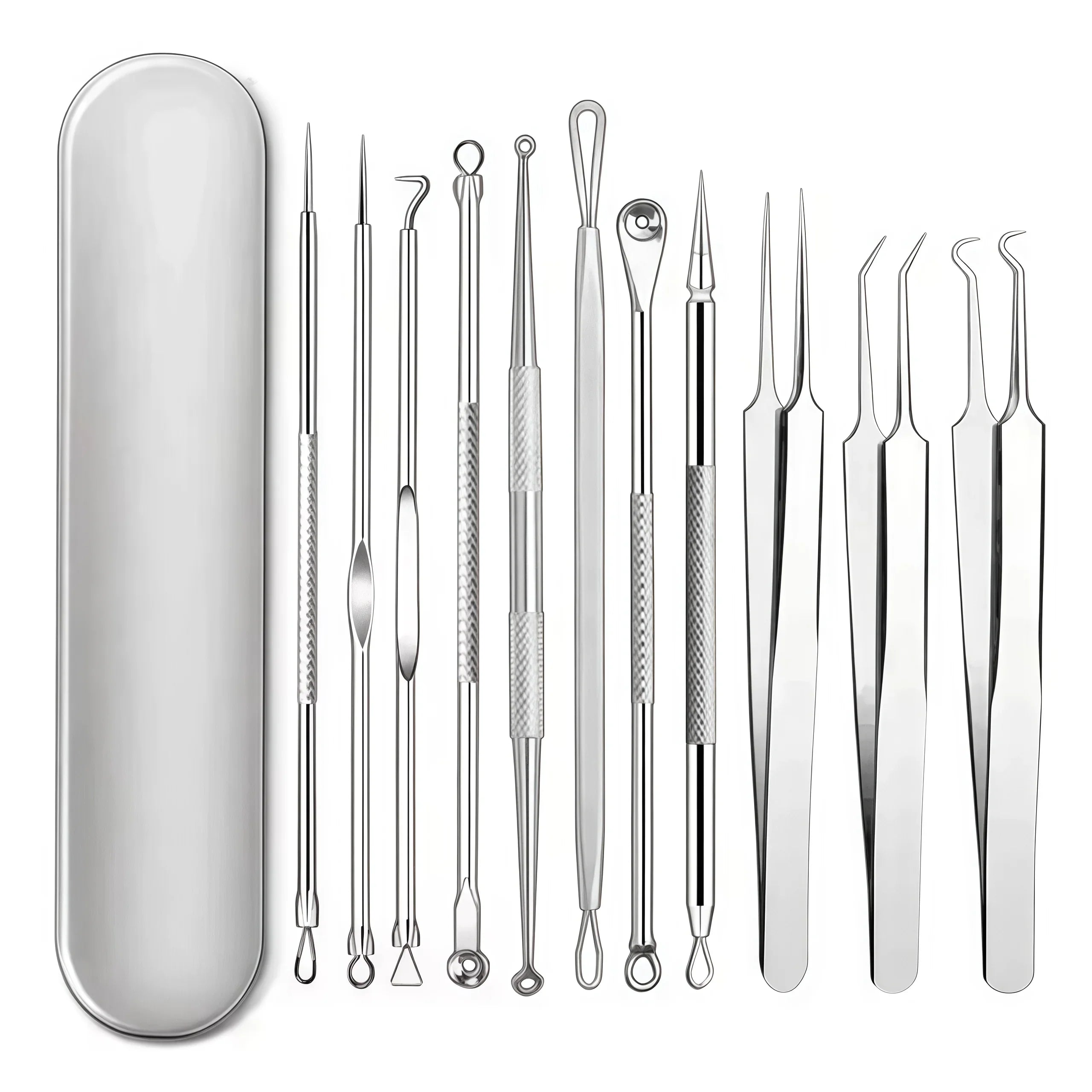 4-11 pcs Ingrown Hair Tweezers Acne Blackhead Removal Needles Black Dots Cleaner Deep Cleansing Pore Cleaner Face Skin Care Tools