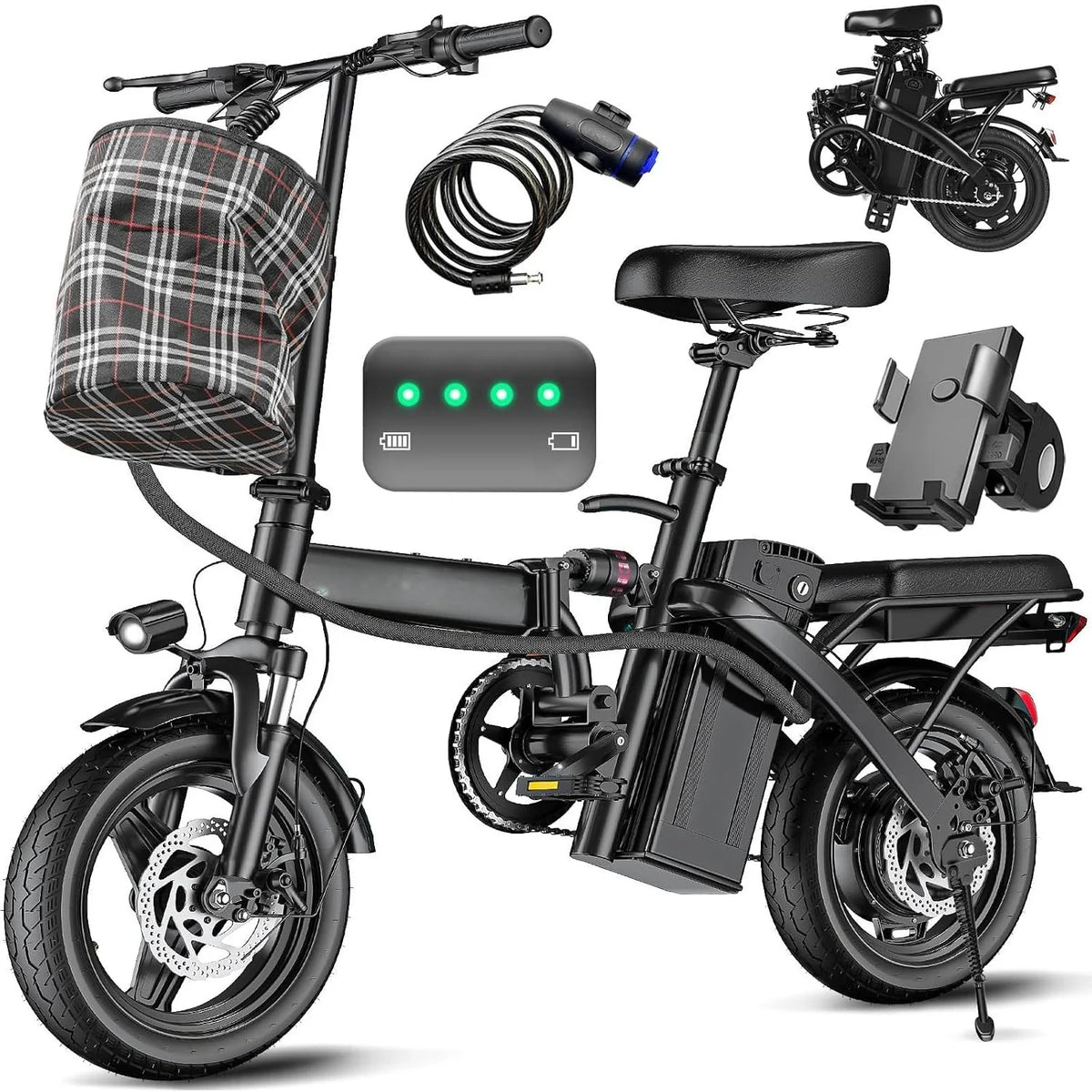 Electric Bike for Adults and Teens, 520W-1200W Motor, 20-28MPH, 32 Miles Range, 48V 10Ah Battery, 3-Level Pedal, Customized