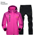 Outdoor Trekking Hiking Jacket and Pants Women Autumn Thermal Waterproof Windproof Hooded Jackets Trip Mountain Camping Sets