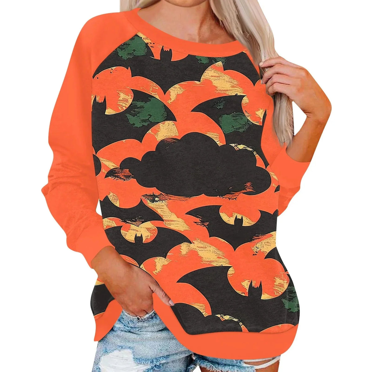 Vintage Pumpkin Print Long Sleeve T-Shirt – Harajuku Halloween Graphic Tee