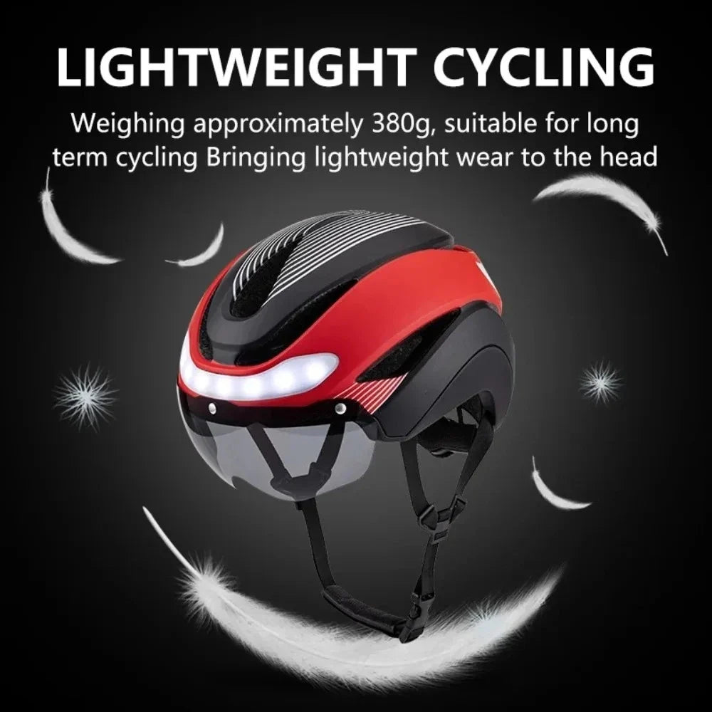 Ultralight Road Bike Helmet with Turn Signals & Magnetic Goggles