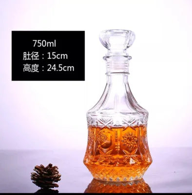 Novelty Design Multi Styles Barware Wine Glass Bottle 250-1000ml Lead-free Glass Whiskey Decanters for Liquor Scotch Bourbon
