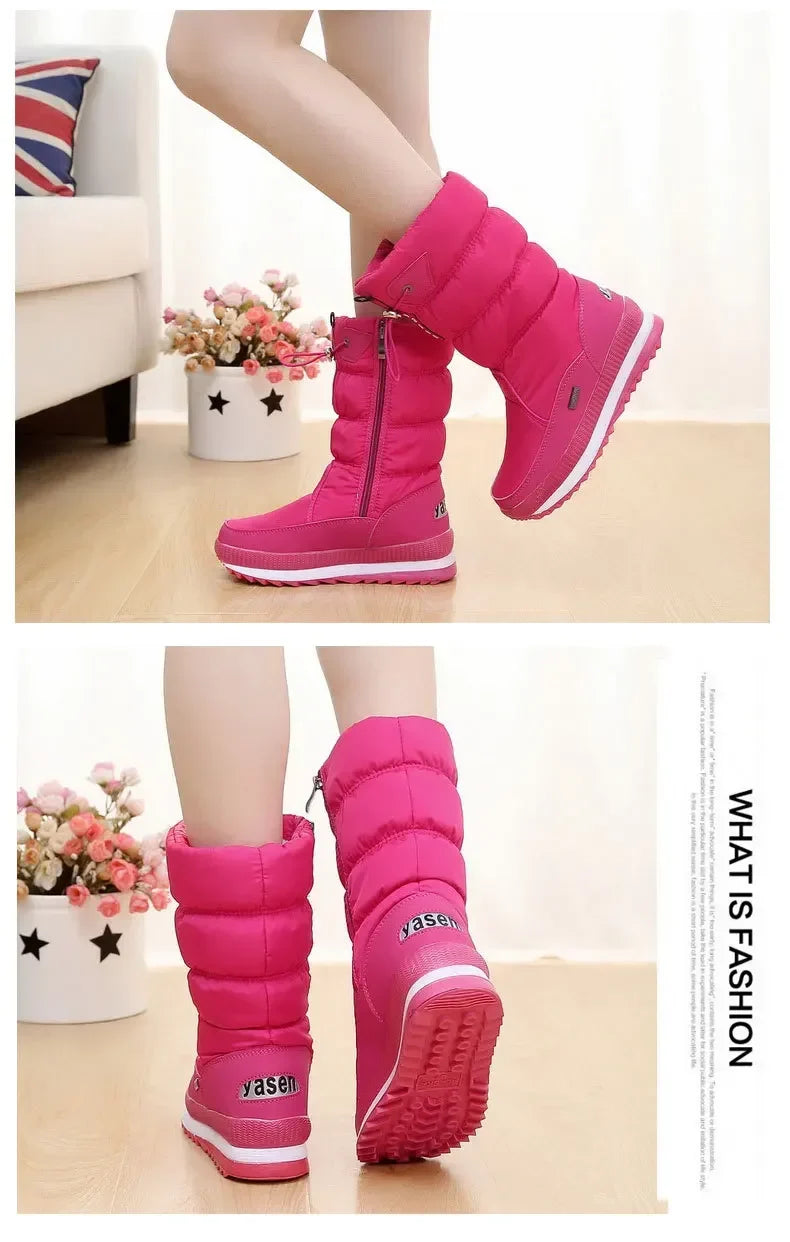 Women's Winter Boots – Thick Plush, Waterproof, Non-Slip
