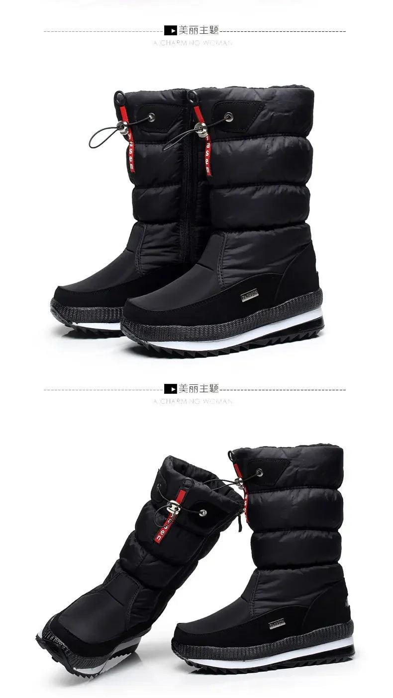 Women's Winter Boots – Thick Plush, Waterproof, Non-Slip