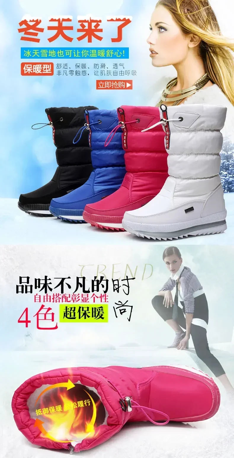 Women's Winter Boots – Thick Plush, Waterproof, Non-Slip