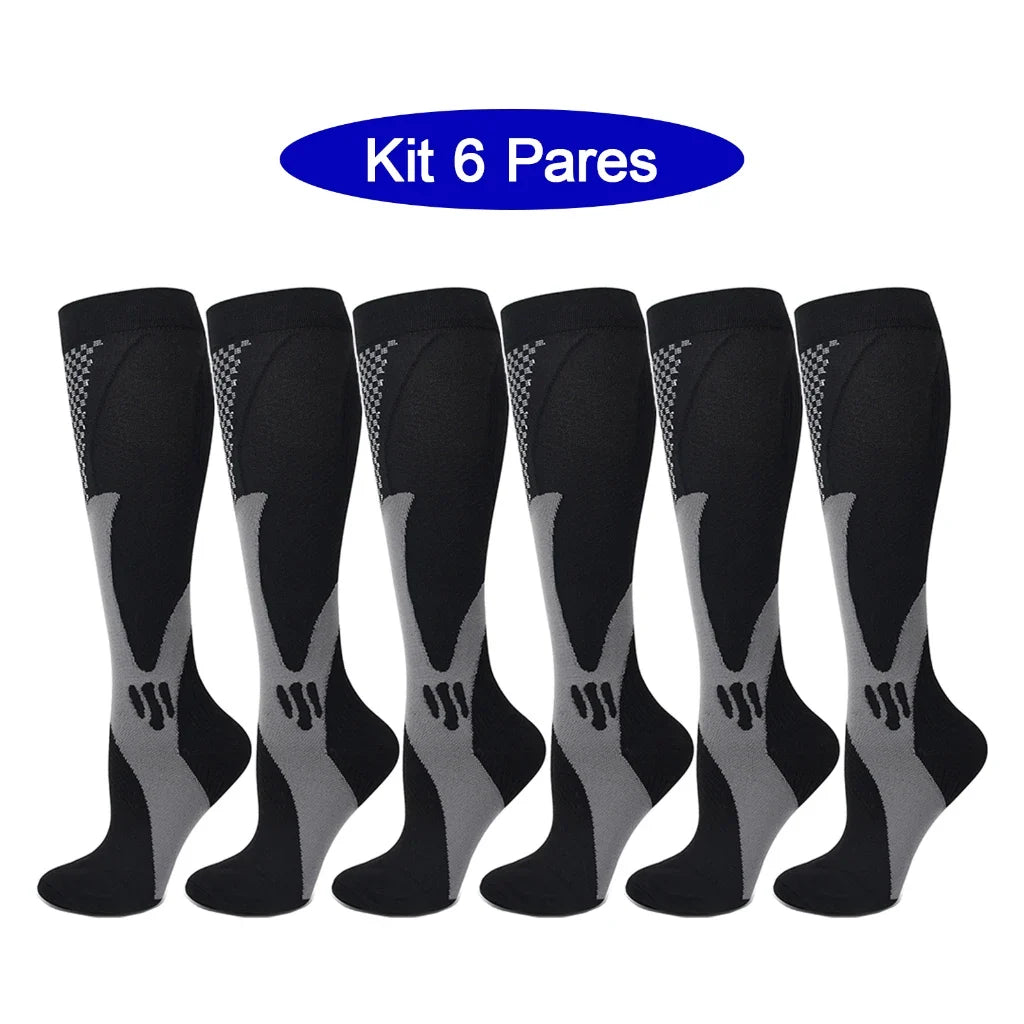 6Pairs Compression Socks 20-30mmHg High Stockings Men & Women Sports Marathon Cycling Football Varicose Veins EU35-45