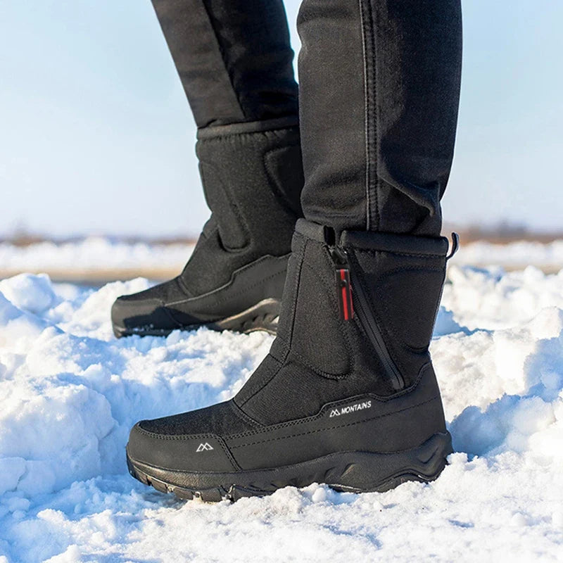 Men's Winter Waterproof Snow Boots, Warm Insulated Outdoor Boots