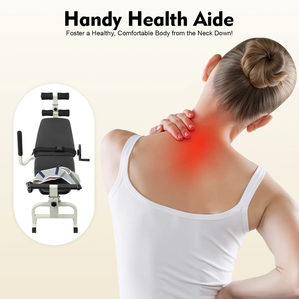 Back Stretch Bench, Multifunctional Neck Stretcher Cervical Traction Device, Adjustable Length Cervical Lumbar Traction Bed