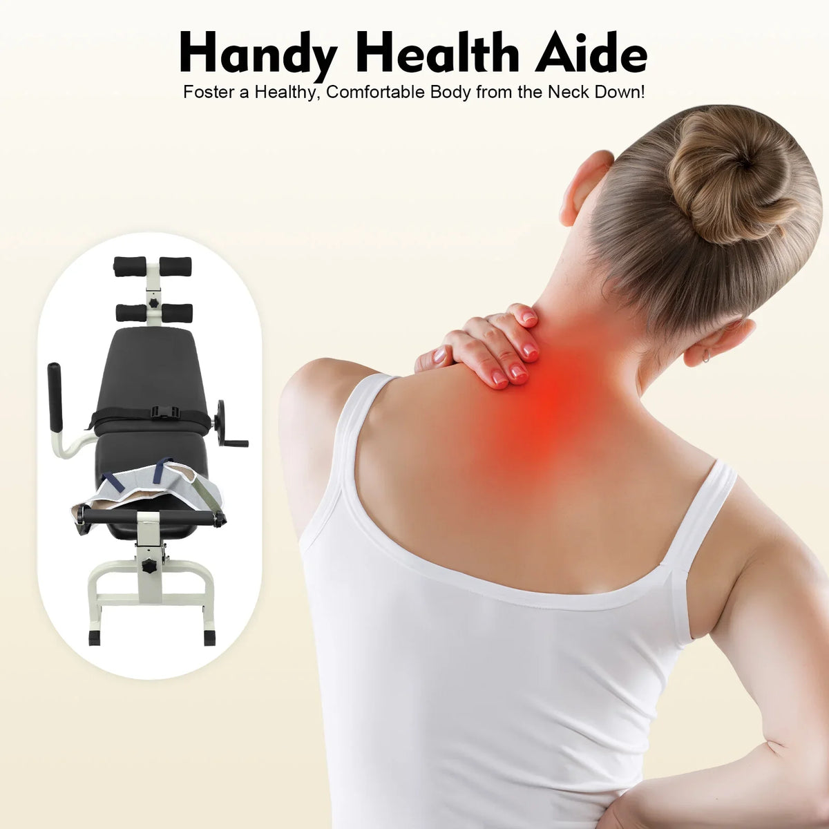 Back Stretch Bench, Multifunctional Neck Stretcher Cervical Traction Device, Adjustable Length Cervical Lumbar Traction Bed