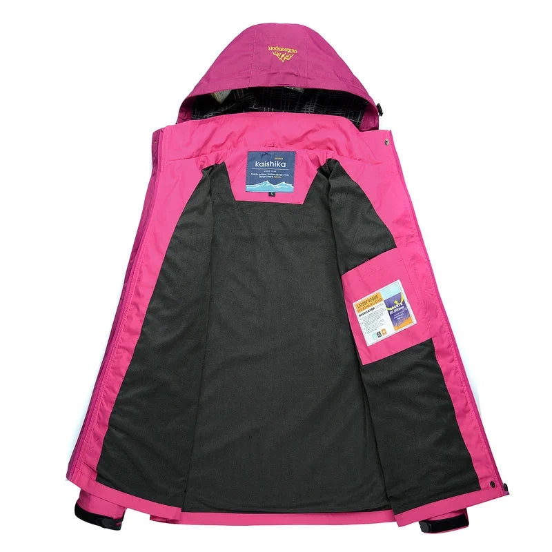 Outdoor Trekking Hiking Jacket and Pants Women Autumn Thermal Waterproof Windproof Hooded Jackets Trip Mountain Camping Sets