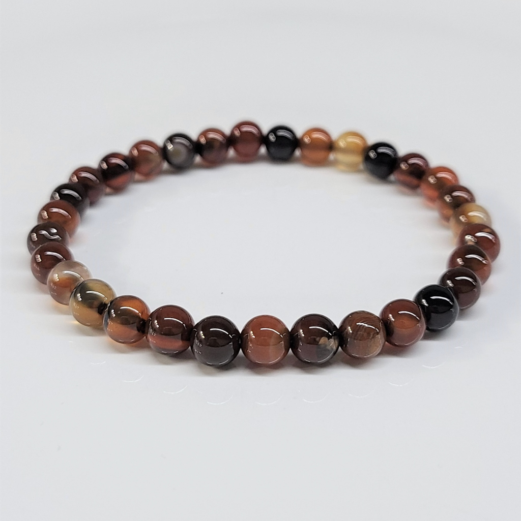 Red Agate Round Bead Bracelet