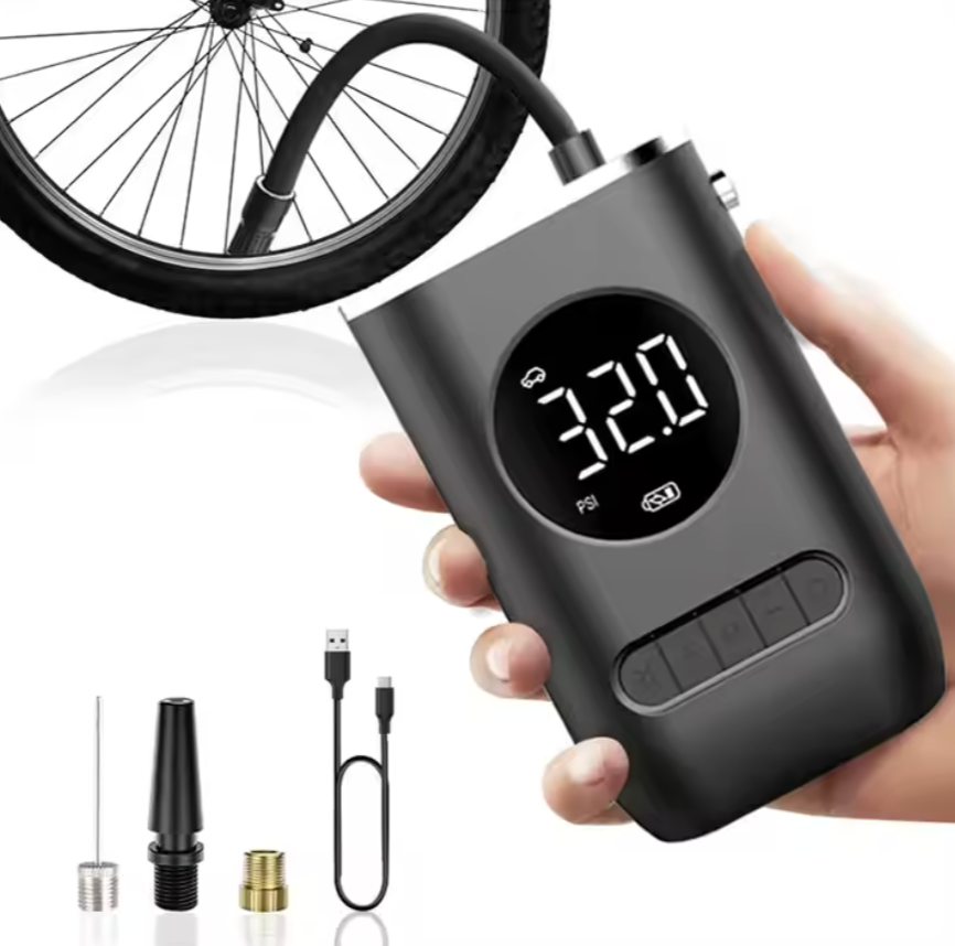 Portable Wireless Digital Tire Inflator – Multifunctional Electric Air Pump for Cars, Motorcycles, Bikes &amp; More (150 PSI | 2000mAh Dual Battery)