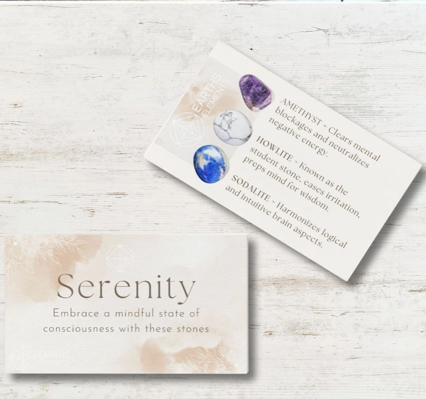 Intentions Bracelet Set with a crystal – Serenity (Amethyst, Sodalite & Howlite)