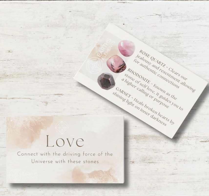 Intentions Bracelet Set with a Crystal – Love (Rose Quartz, Rhodonite & Garnet)
