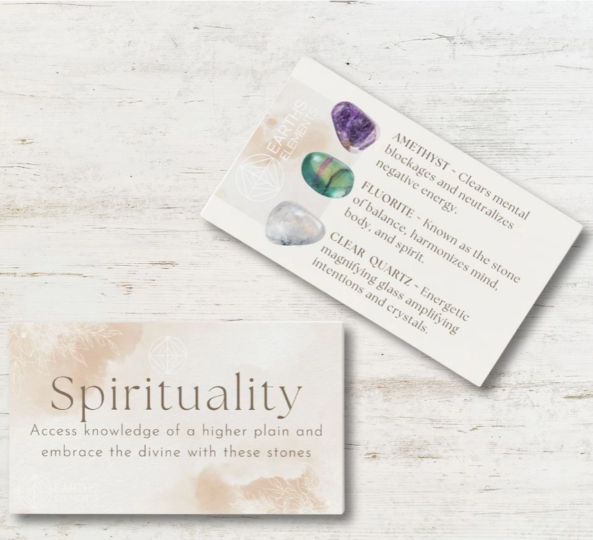 Intentions Bracelet Set with a crystal – Spirituality (Clear Quartz, Amethyst & Fluorite)