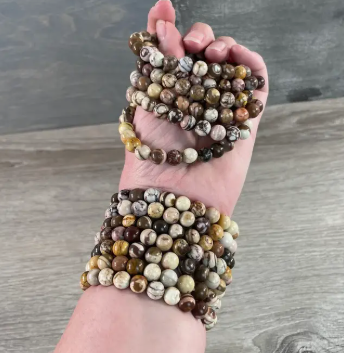 Peanut Jasper Natural Stone Bracelet | 8 mm Grounding Beads for Strength & Stability (Small to Medium Wrists)