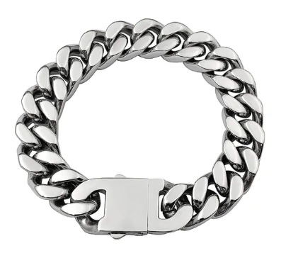 Titanium Steel Chain Bracelet – 22cm Cuban Link, Silver/Gold/Rainbow