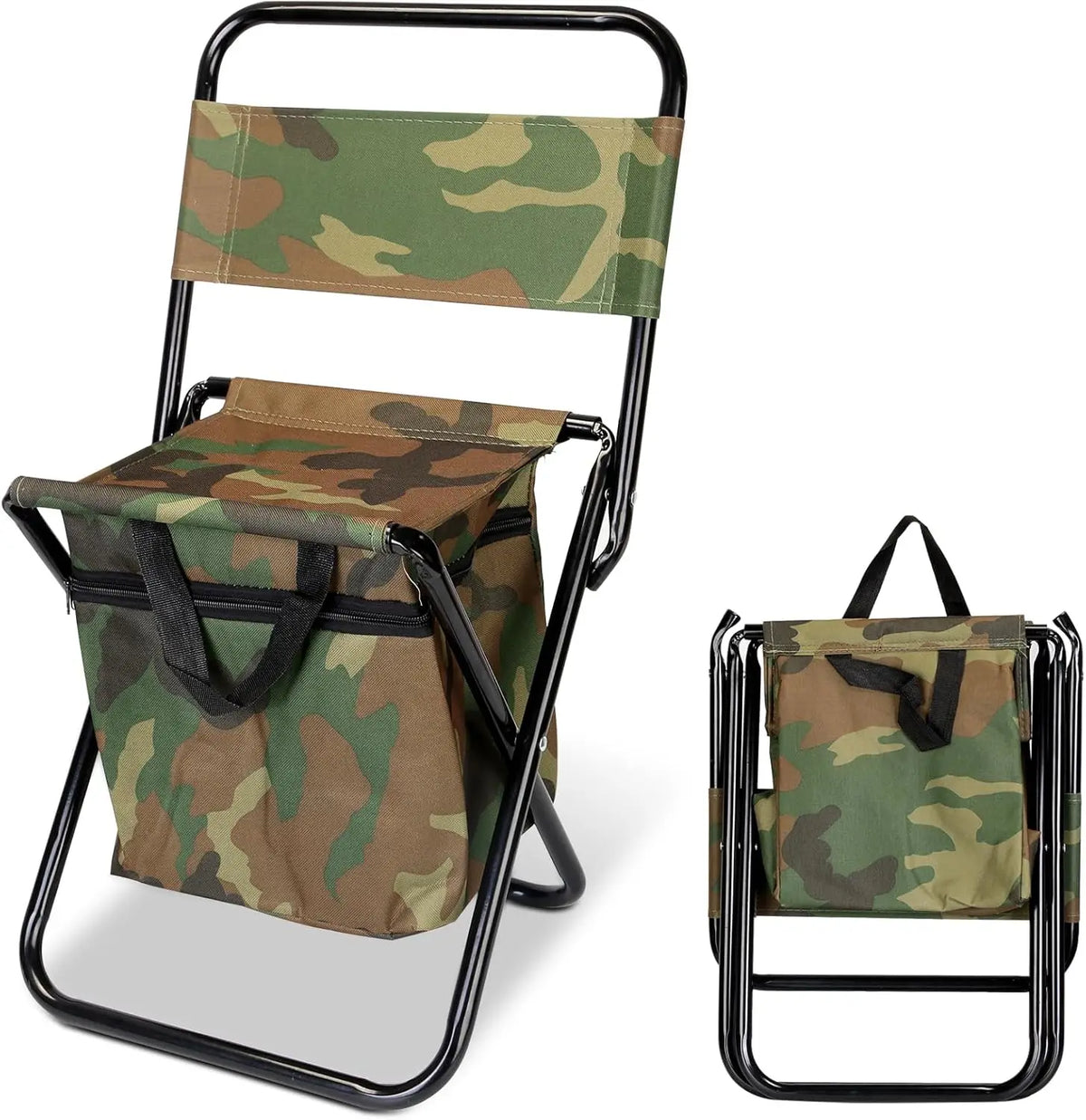 Portable Folding Fishing Chair with Built-In Cooler & Backrest