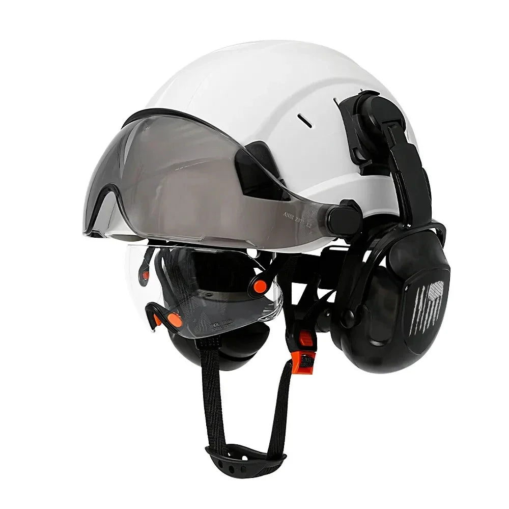 Construction Safety Helmet: Integrated Visor & Earmuffs