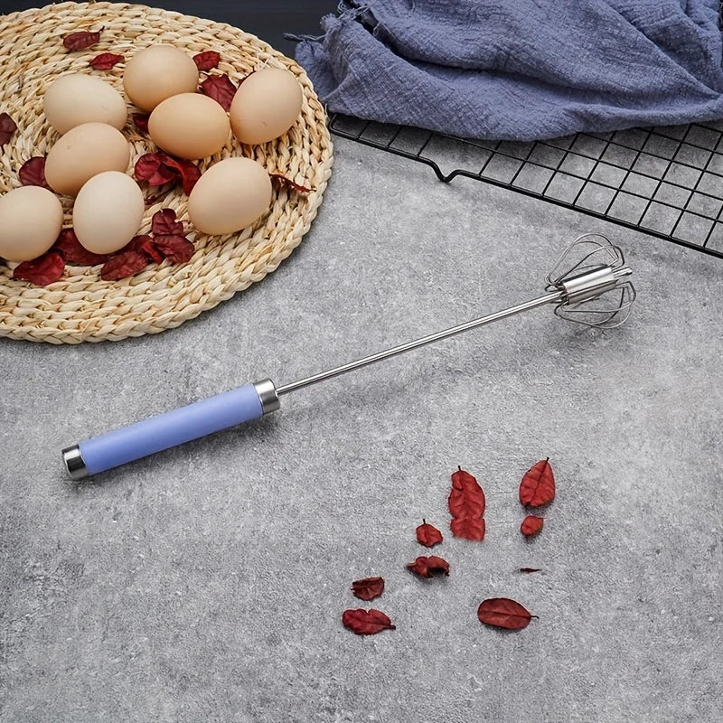 Easy Whisking Stainless Steel Whisk | Semi-Automatic Egg Beater for Hand Stirring