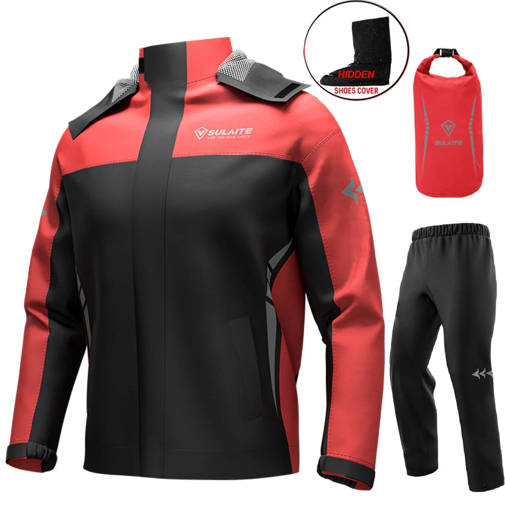 Motorcycle Raincoat Suits Men Waterproof Rain Gear Rain Jacket Reflective Work Rain Coats Lightweight Hiking Rainsuit