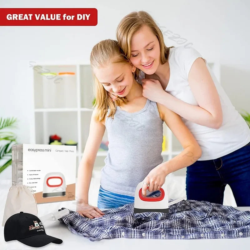 Mini Heat Press for T-Shirts & Hats – Portable 3-Speed Craft Press