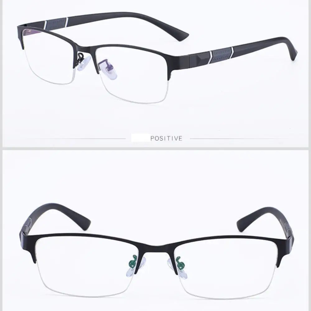 1PC Men's Business Photochromic Myopia Glasses Half Frame Metal Blue Light Blocking Eyewear Classic UV Shades Sunglasses