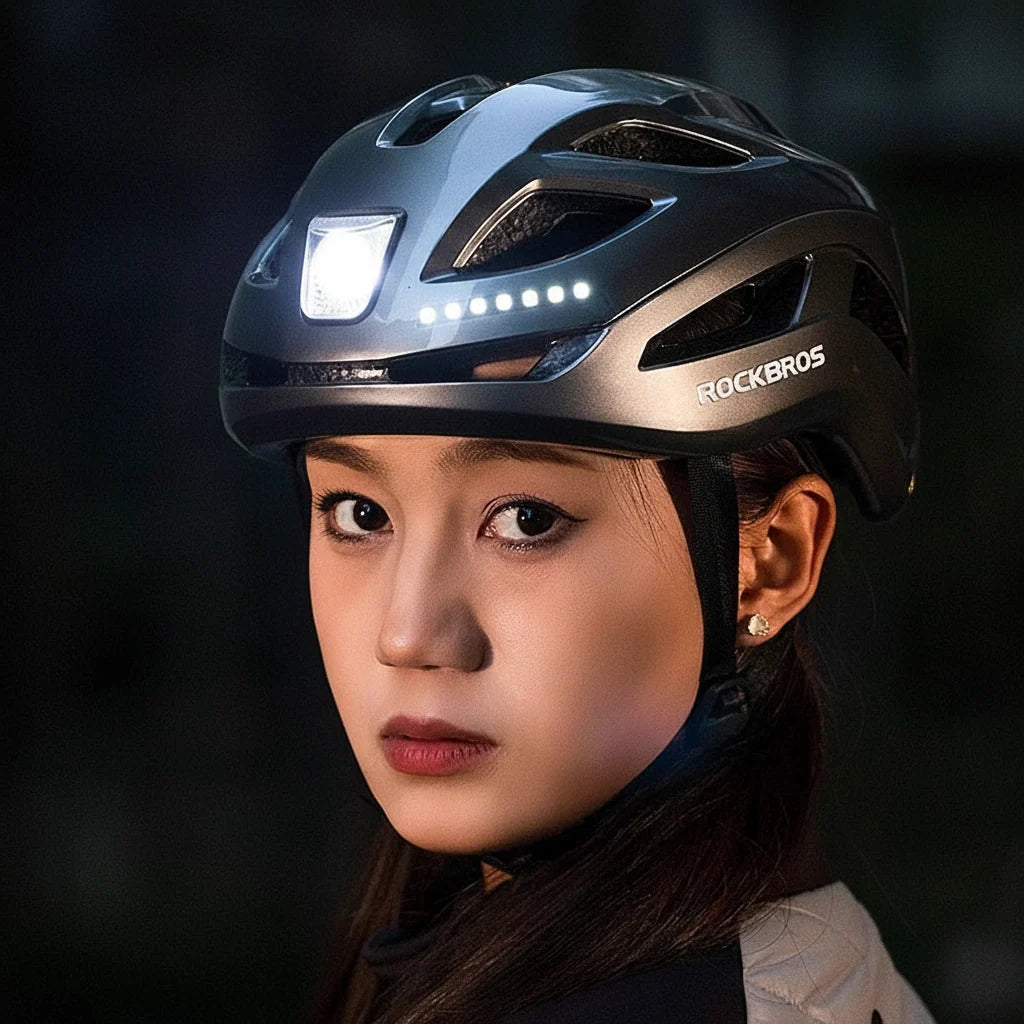 Adjustable Cycling Helmet with Rechargeable Type-C Safety Light - Front and Back