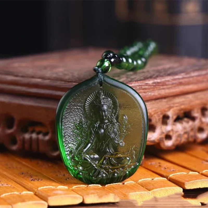 Handcrafted Buddhist Mala Bead Necklace | Stone Buddha Pendant