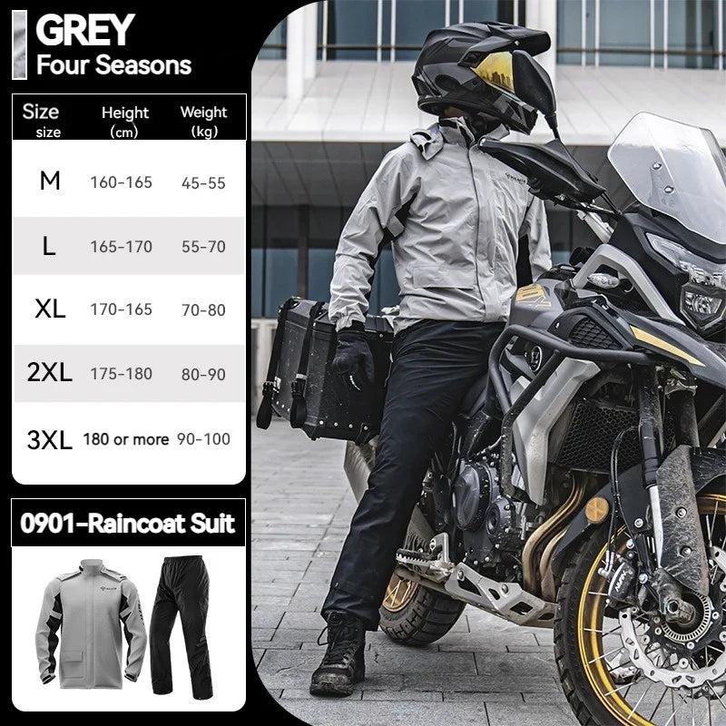 Motorcycle Raincoat Suits Men Waterproof Rain Gear Rain Jacket Reflective Work Rain Coats Lightweight Hiking Rainsuit