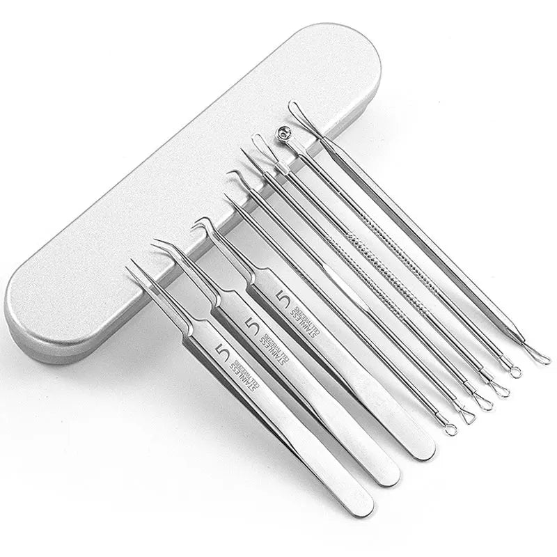 4-11 pcs Ingrown Hair Tweezers Acne Blackhead Removal Needles Black Dots Cleaner Deep Cleansing Pore Cleaner Face Skin Care Tools