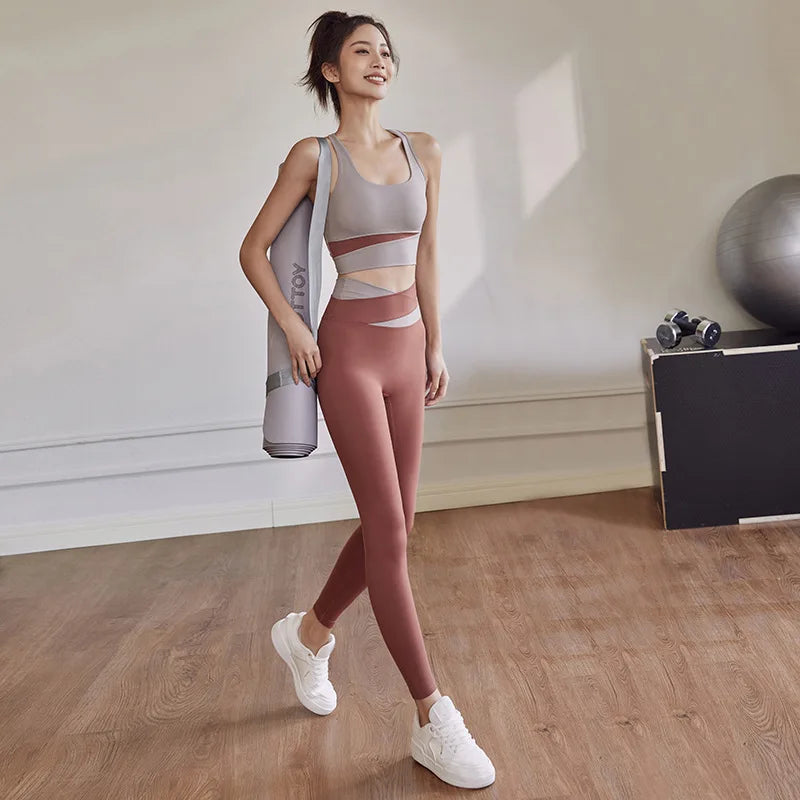 Two Piece Yoga Set Women Sportswear Suit Outfit Gym Leggings With Bra Pants Sports Bra Shorts For Fitness Clothing Workout Set