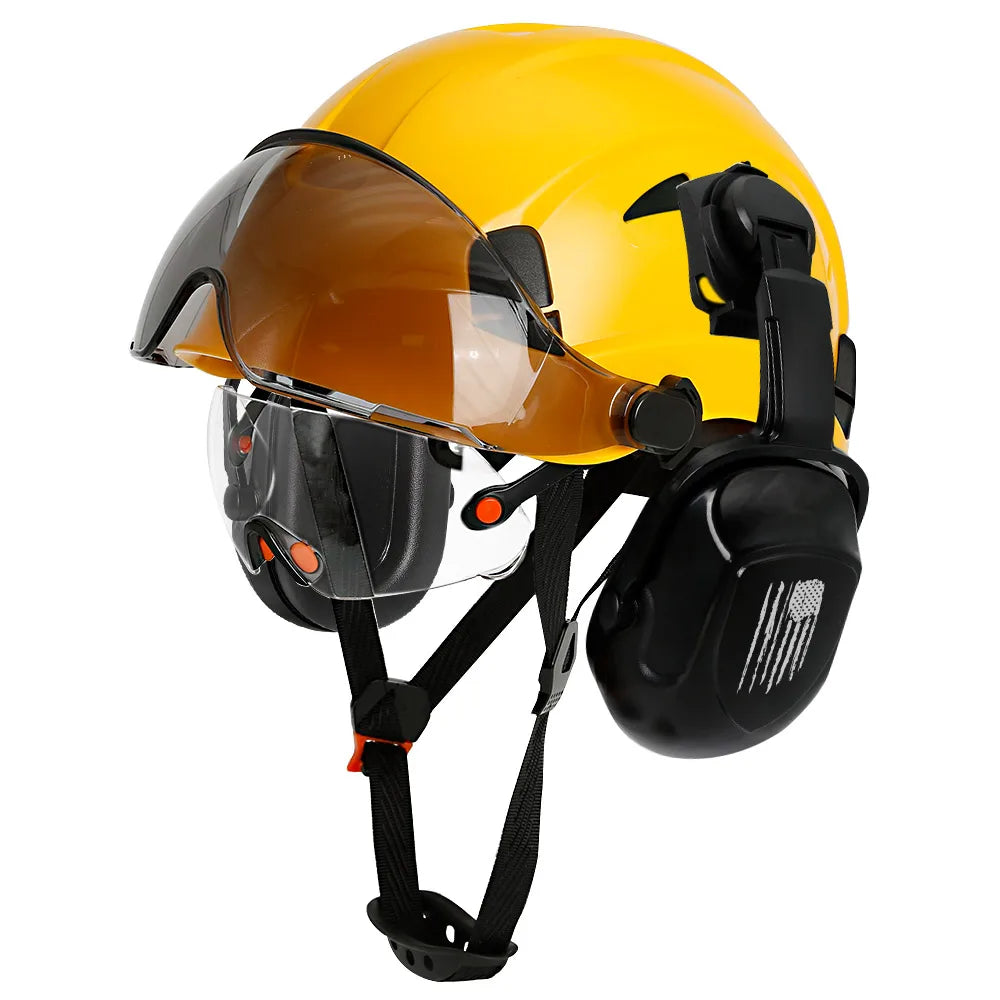 Construction Safety Helmet: Integrated Visor & Earmuffs